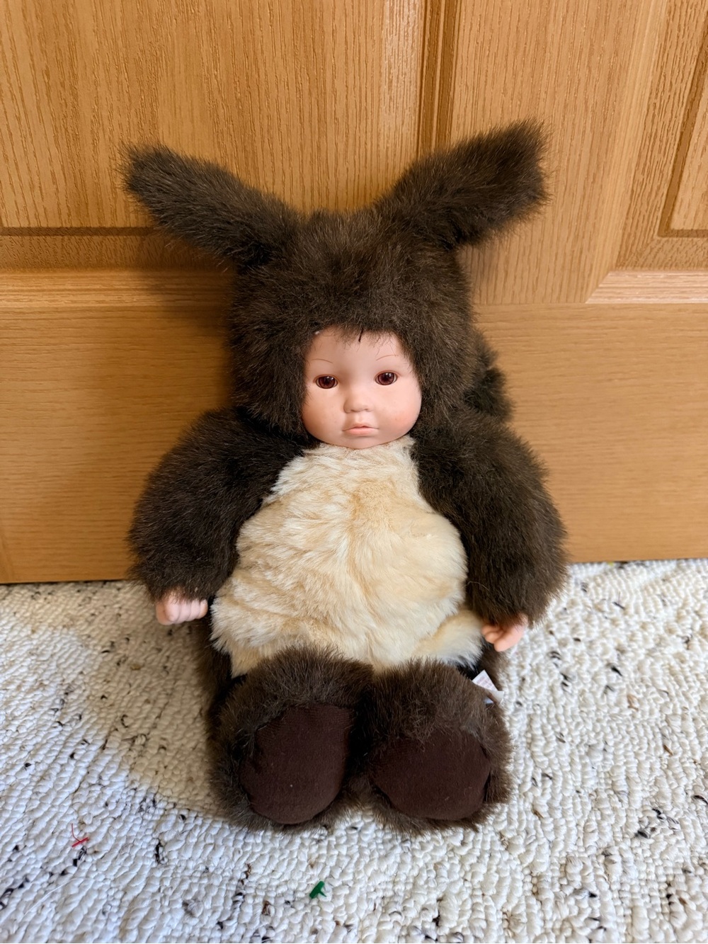 anne geddes 18” baby doll brown plush animal costume collectible